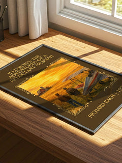 Illusions: The Adventures Of A Reluctant Messiah Classic Book Art Print by Richard Bach – print on a sunlit desk