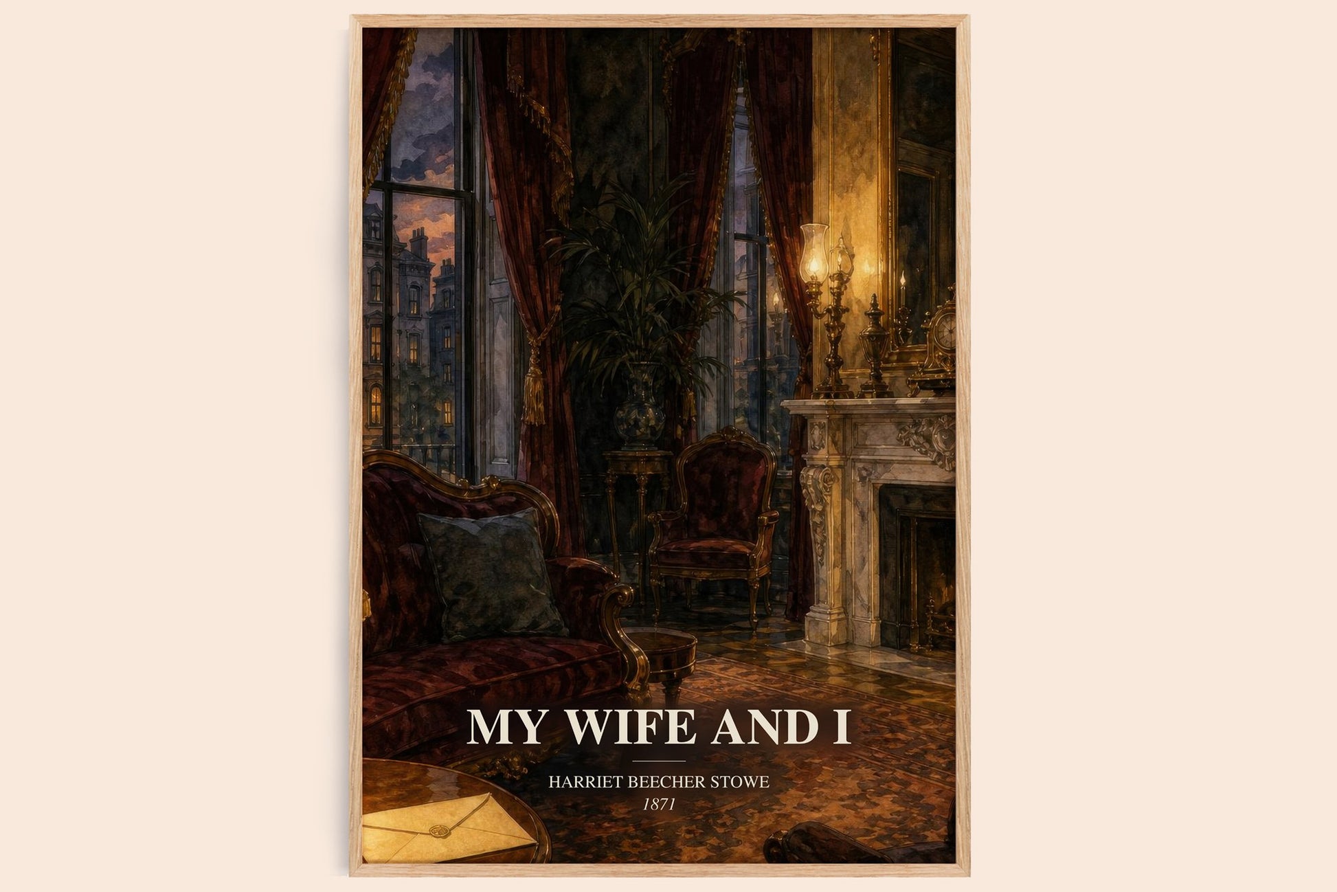 My Wife And I watercolour book poster by Harriet Beecher Stowe – framed literary art print