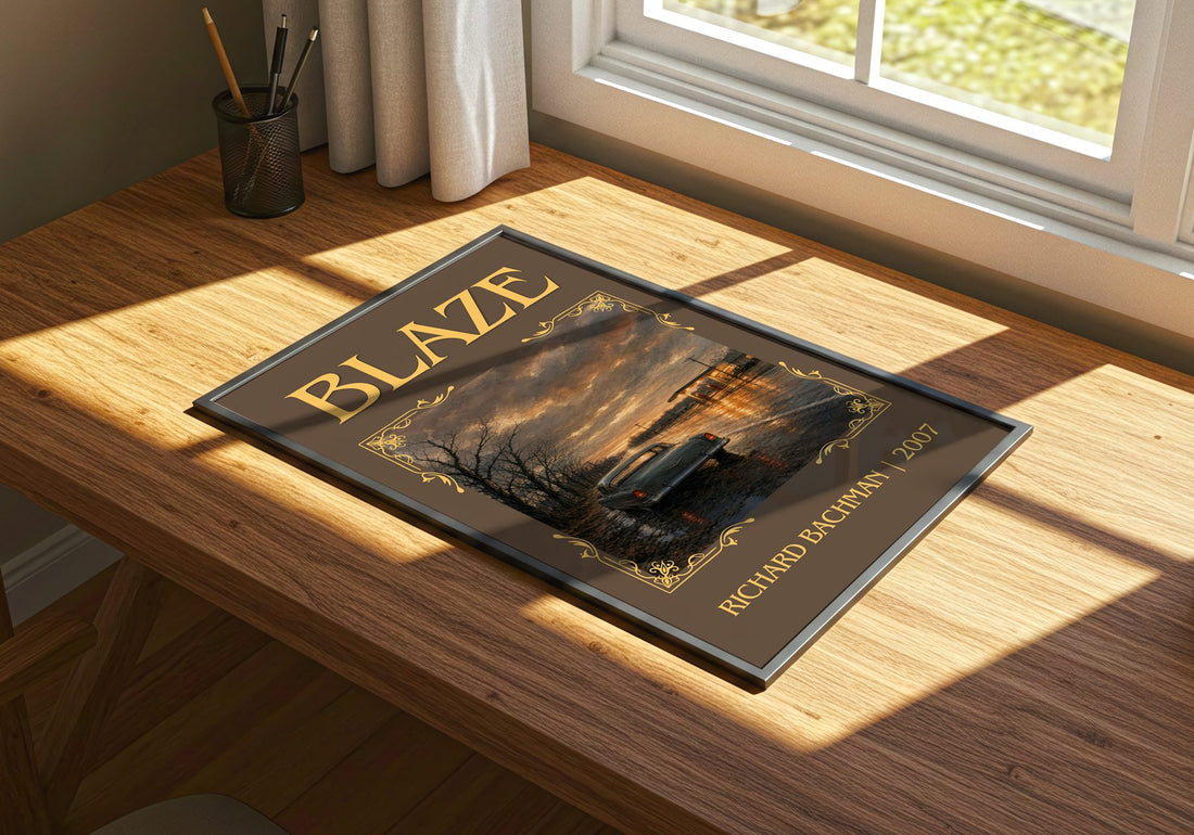 Blaze Classic Book Art Print by Richard Bachman – print on a sunlit desk