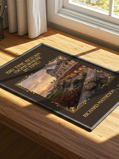 Bid Time Return (Somewhere In Time) Classic Book Art Print by Richard Matheson – print on a sunlit desk