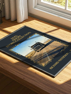 Duel (Short Story/Collection) Classic Book Art Print by R. Matheson – print on a sunlit desk