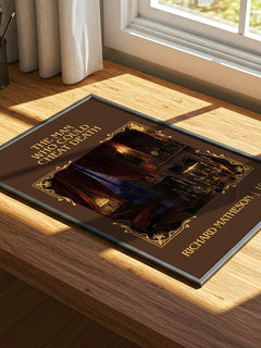 Man Who Could Cheat Death Classic Book Art Print by Richard Matheson – print on a sunlit desk