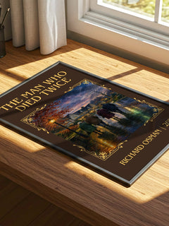 The Man Who Died Twice Classic Book Art Print by Richard Osman – print on a sunlit desk