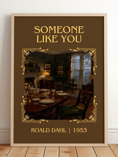 Someone Like You Classic Book Art Print by Roald Dahl – framed print leaning on a wooden floor