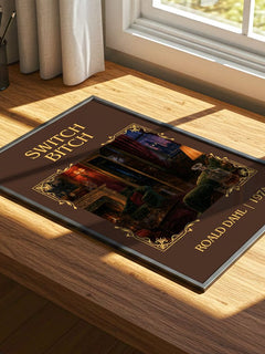 Switch Bitch Classic Book Art Print by Roald Dahl – print on a sunlit desk