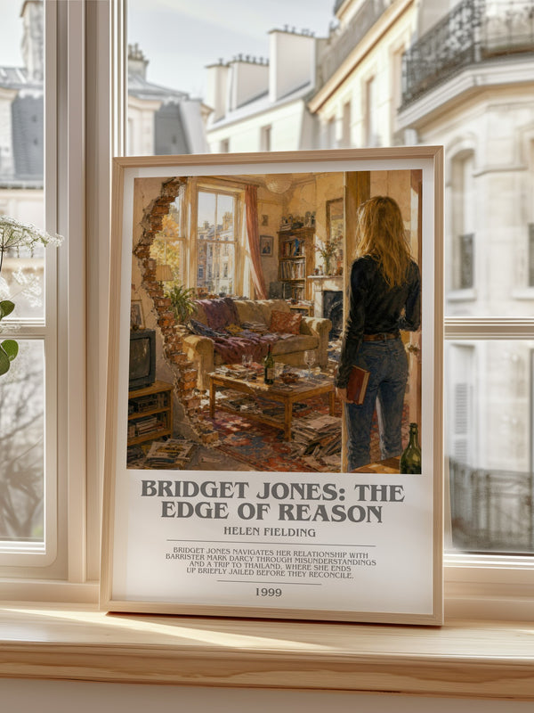 Bridget Jones: The Edge Of Reason Bookish Wall Art by Helen Fielding – framed print by a bright window