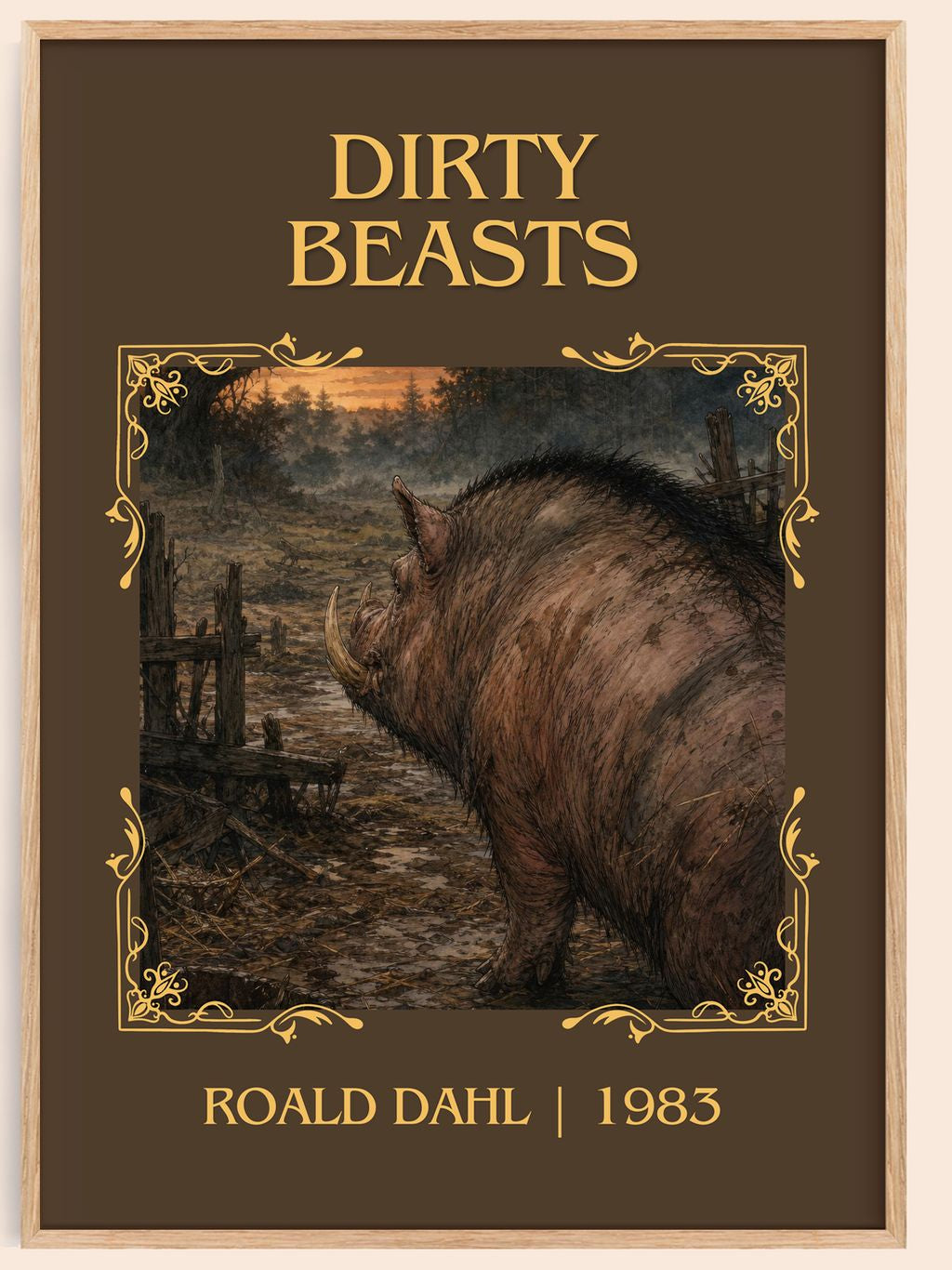 Dirty Beasts Classic Book Art Print by Roald Dahl – book poster