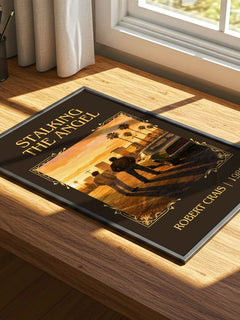 Stalking The Angel Classic Book Art Print by Robert Crais – print on a sunlit desk