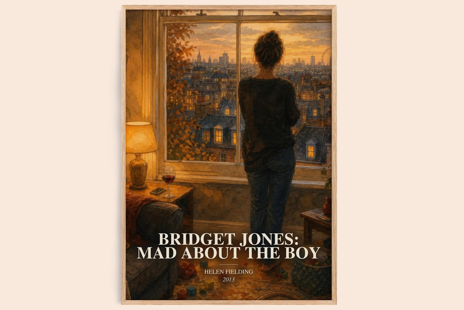 Bridget Jones: Mad About The Boy watercolour book poster by Helen Fielding – framed literary art print