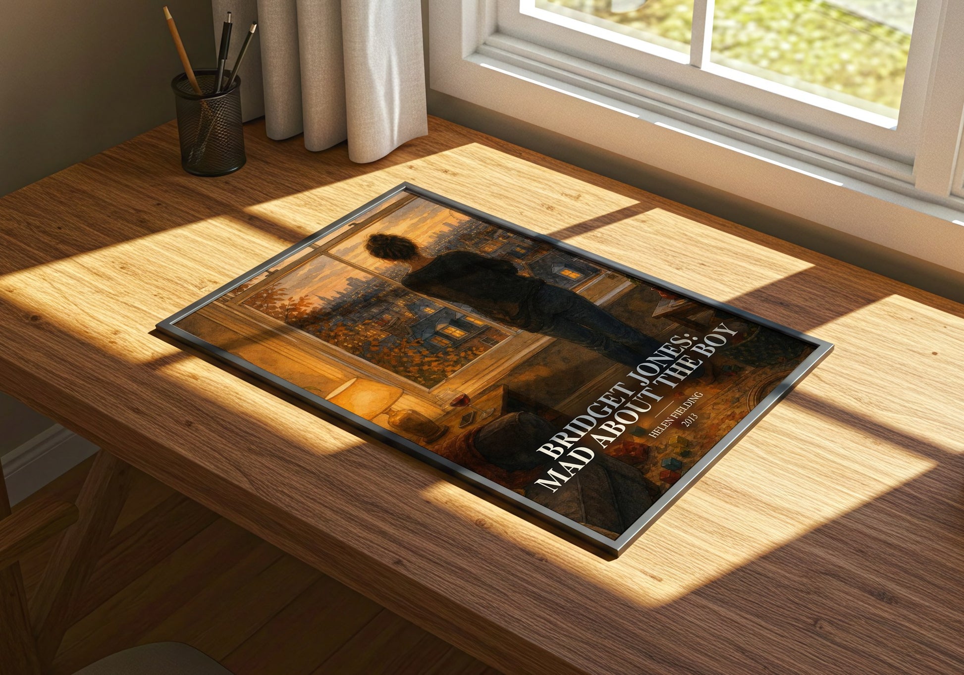 Bridget Jones: Mad About The Boy watercolour book poster framed on wall – contemporary fiction wall art