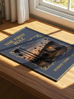The First Rule Classic Book Art Print by Robert Crais – print on a sunlit desk