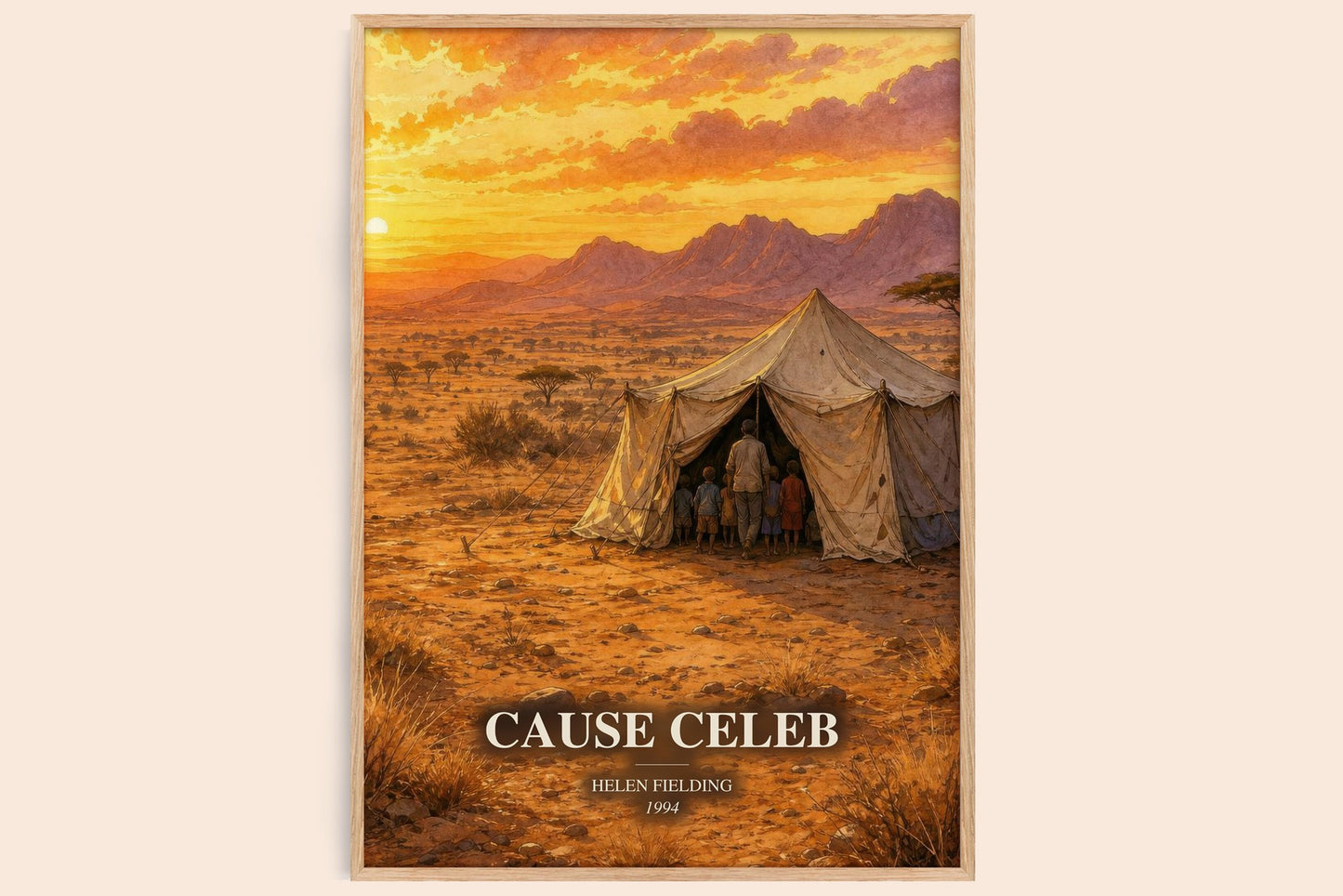 Cause Celeb watercolour book poster by Helen Fielding – framed literary art print