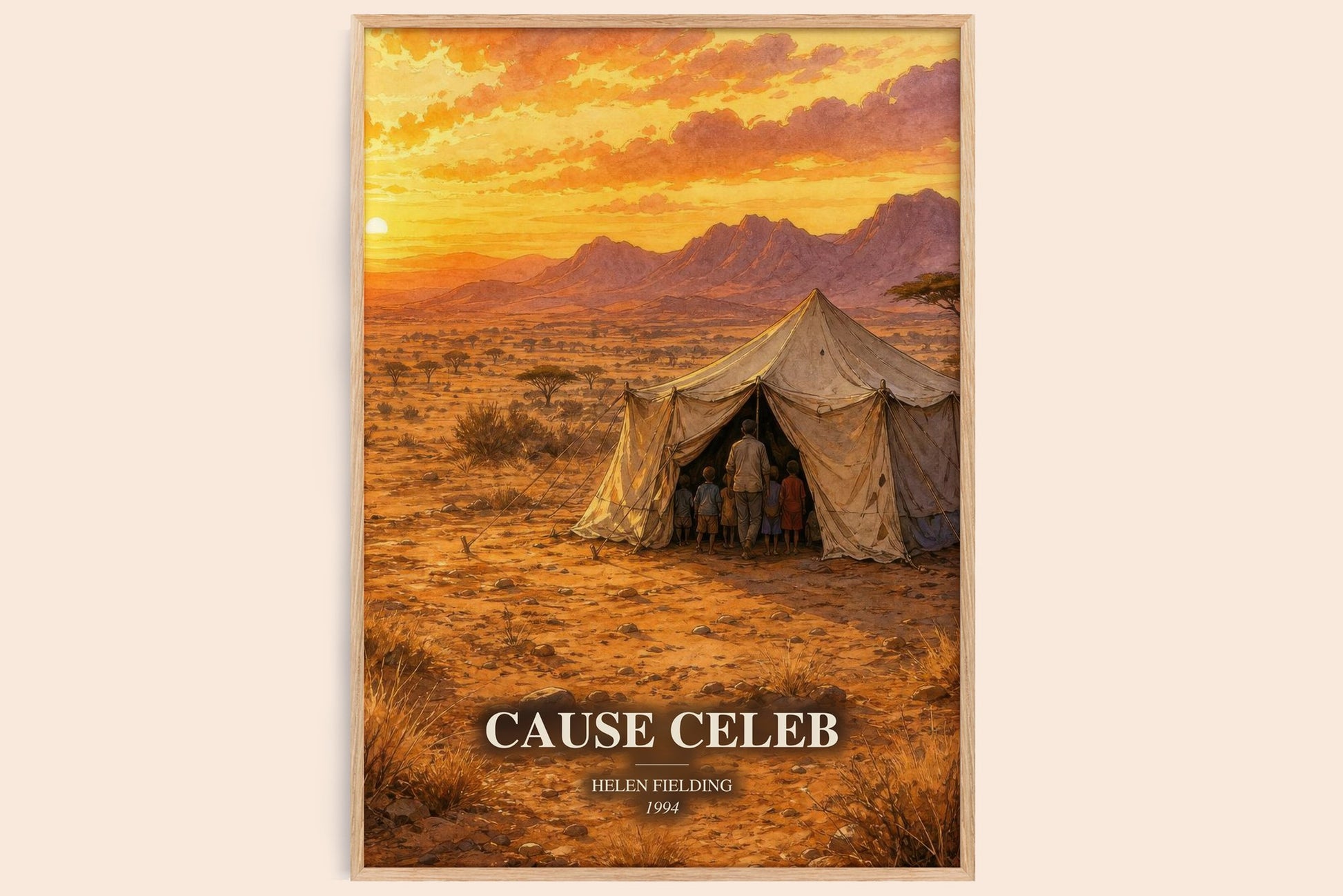 Cause Celeb watercolour book poster by Helen Fielding – framed literary art print