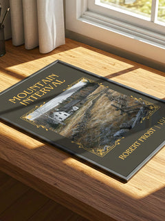 Mountain Interval Classic Book Art Print by Robert Frost – print on a sunlit desk