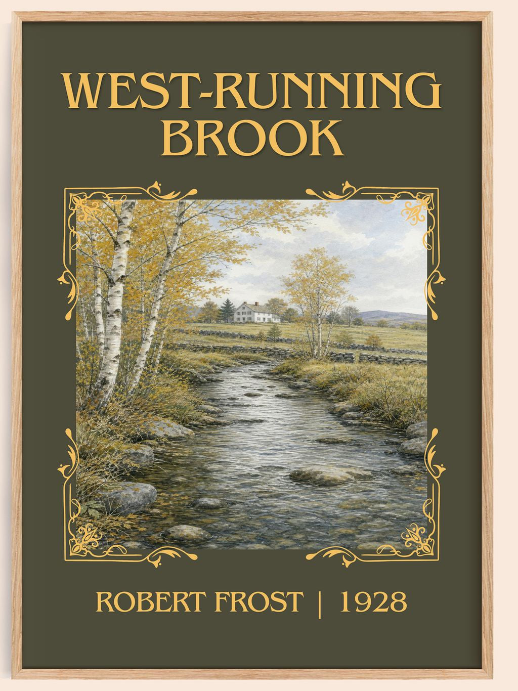 West-Running Brook Classic Book Art Print by Robert Frost – book poster