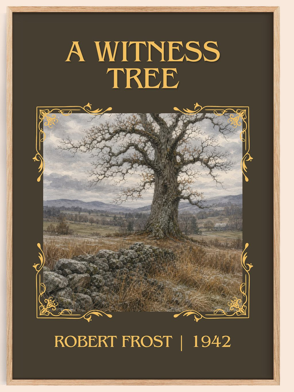 A Witness Tree Classic Book Art Print by Robert Frost – book poster