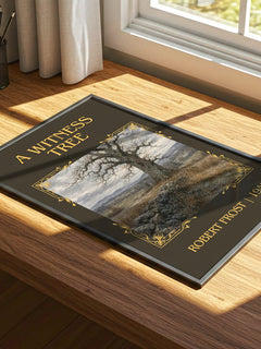A Witness Tree Classic Book Art Print by Robert Frost – print on a sunlit desk