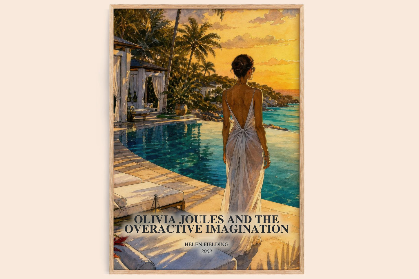 Olivia Joules And The Overactive Imagination watercolour book poster by Helen Fielding – framed literary art print