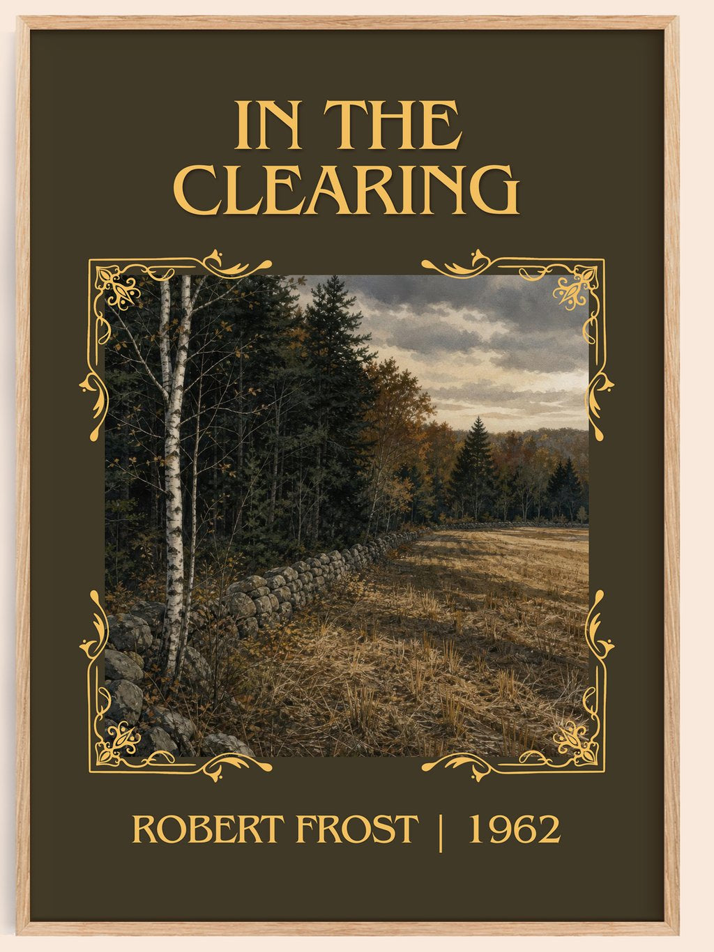 In The Clearing Classic Book Art Print by Robert Frost – book poster