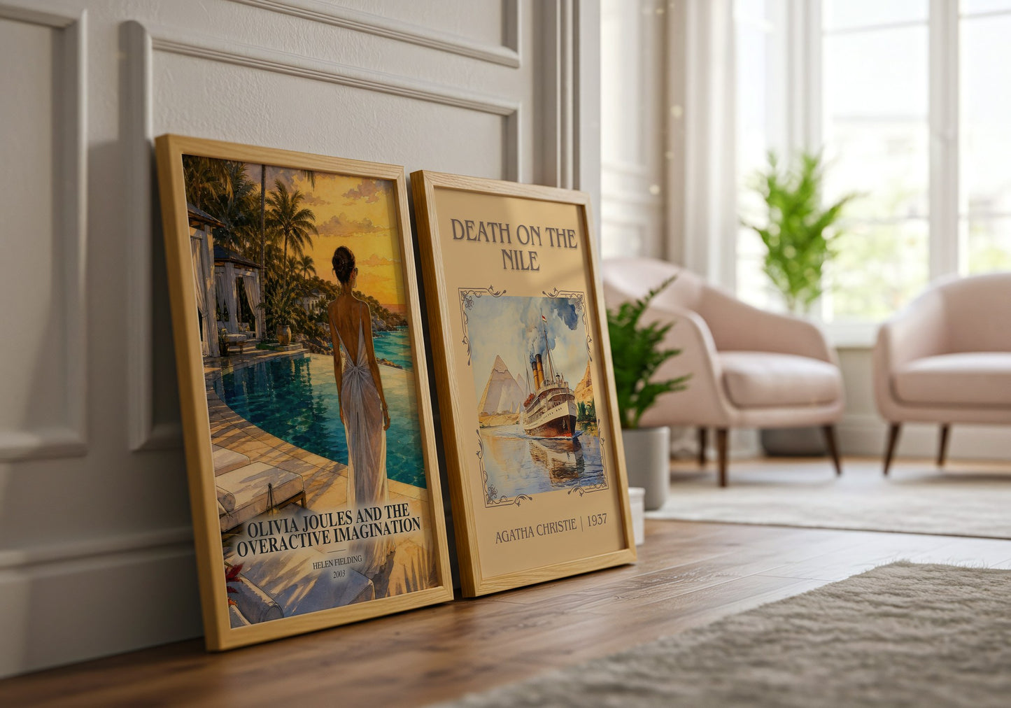 Olivia Joules And The Overactive Imagination watercolour print framed by window – literary home decor