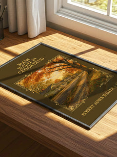 Slow Waltz In Cedar Bend Classic Book Art Print by Robert James Waller – print on a sunlit desk