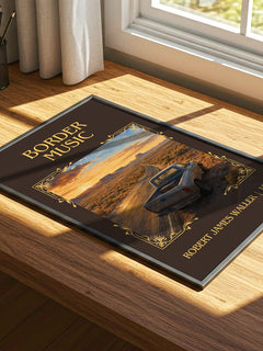 Border Music Classic Book Art Print by Robert James Waller – print on a sunlit desk