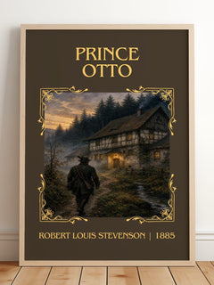 Prince Otto Classic Book Art Print by Robert Louis Stevenson – framed print leaning on a wooden floor