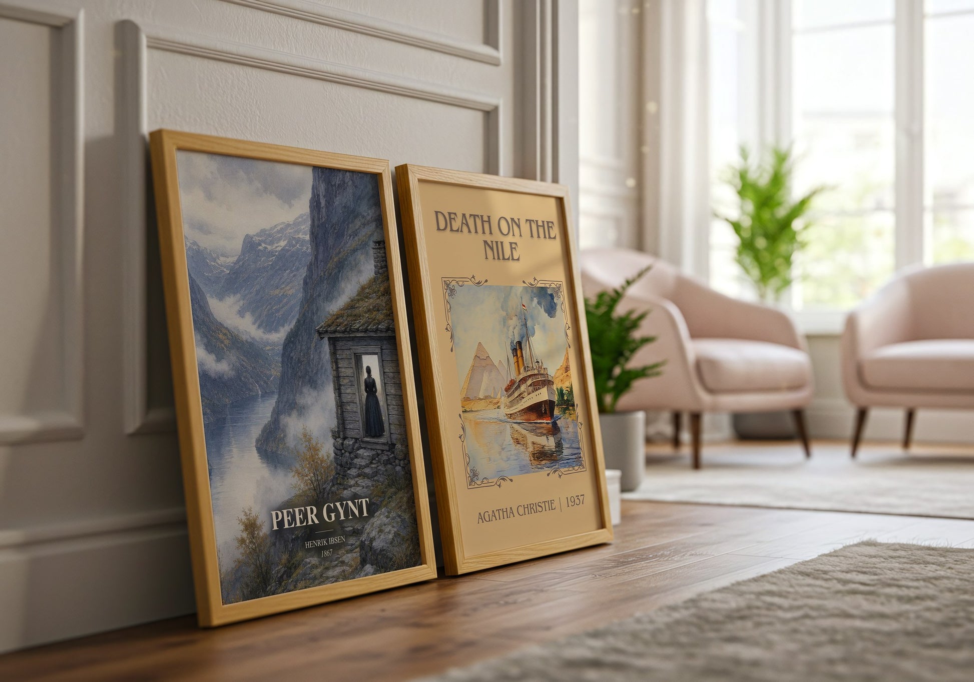 Peer Gynt watercolour print framed by window – literary home decor