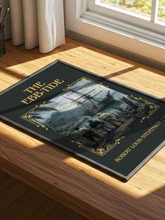 The Ebb-Tide Classic Book Art Print by Robert Louis Stevenson – print on a sunlit desk