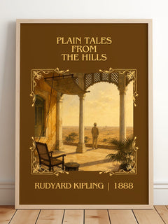 Plain Tales From The Hills Classic Book Art Print by Rudyard Kipling – framed print leaning on a wooden floor