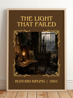 The Light That Failed Classic Book Art Print by Rudyard Kipling – framed print leaning on a wooden floor