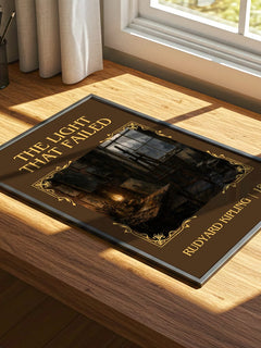The Light That Failed Classic Book Art Print by Rudyard Kipling – print on a sunlit desk