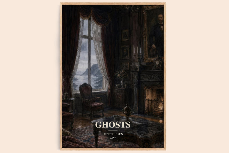 Ghosts watercolour book poster by Henrik Ibsen – framed literary art print