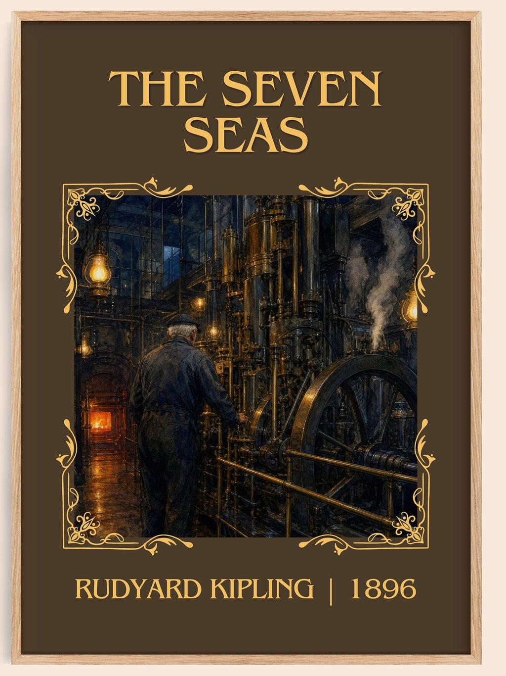 The Seven Seas Classic Book Art Print by Rudyard Kipling – book poster