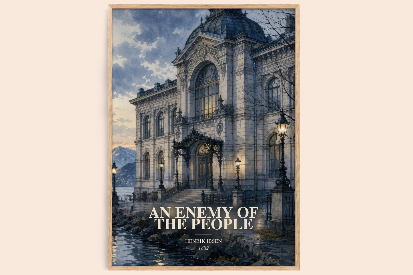 An Enemy Of The People watercolour book poster by Henrik Ibsen – framed literary art print