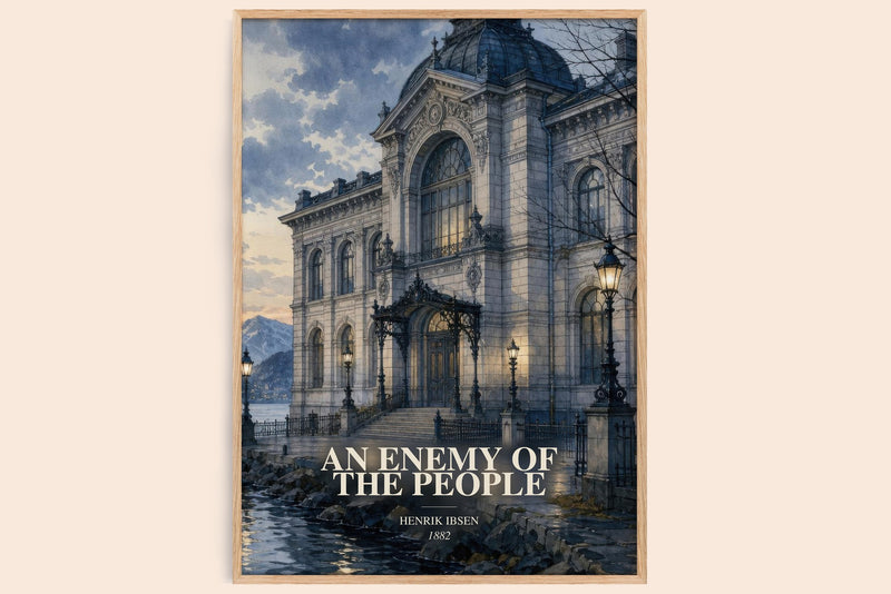 An Enemy Of The People watercolour book poster by Henrik Ibsen – framed literary art print