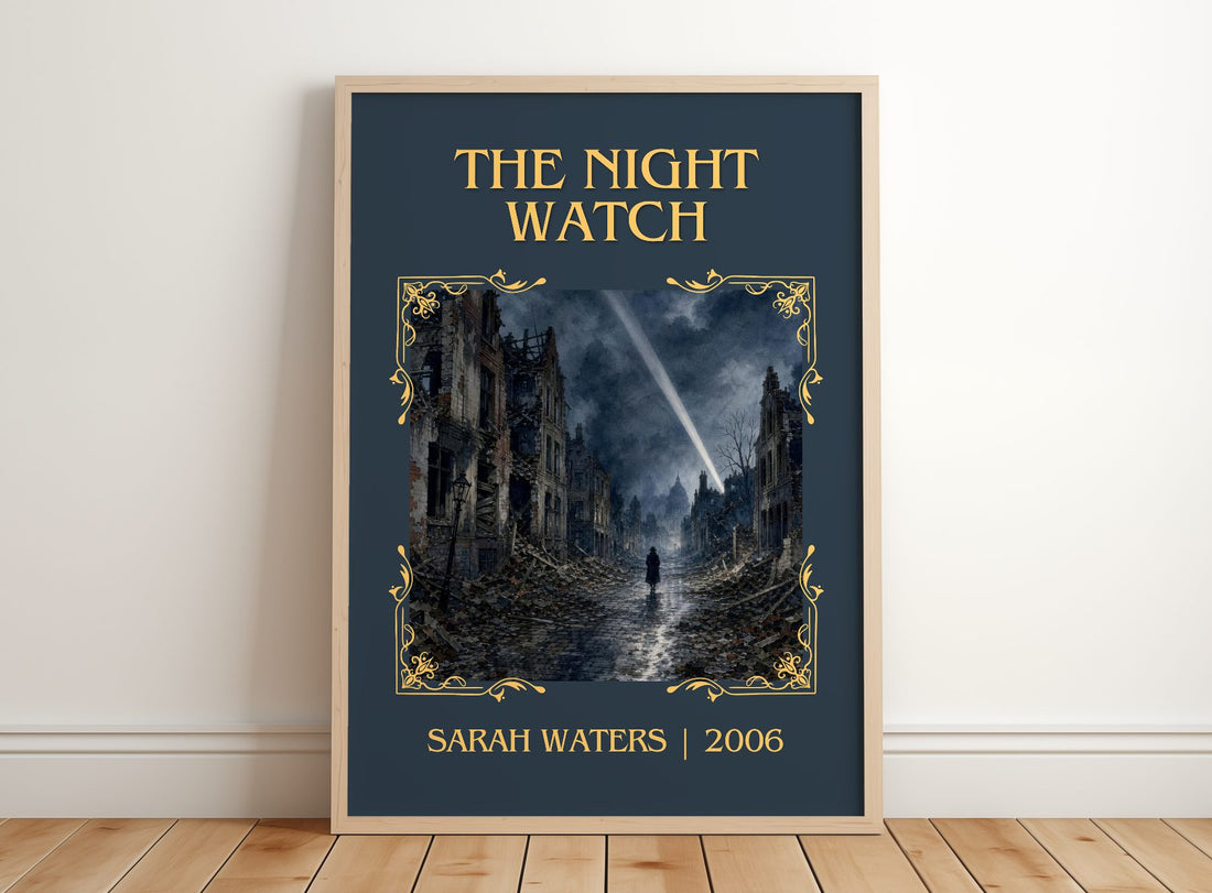 The Night Watch Classic Book Art Print by Sarah Waters – framed print leaning on a wooden floor