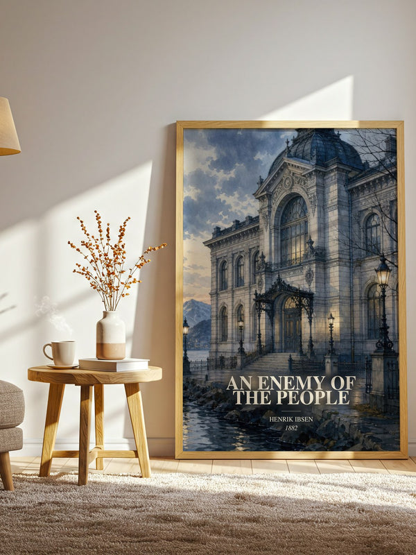 An Enemy Of The People watercolour print in frame leaning in hallway – classic literature wall art