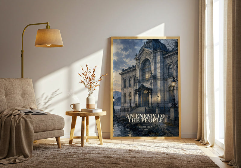 An Enemy Of The People watercolour print in frame leaning in hallway – classic literature wall art