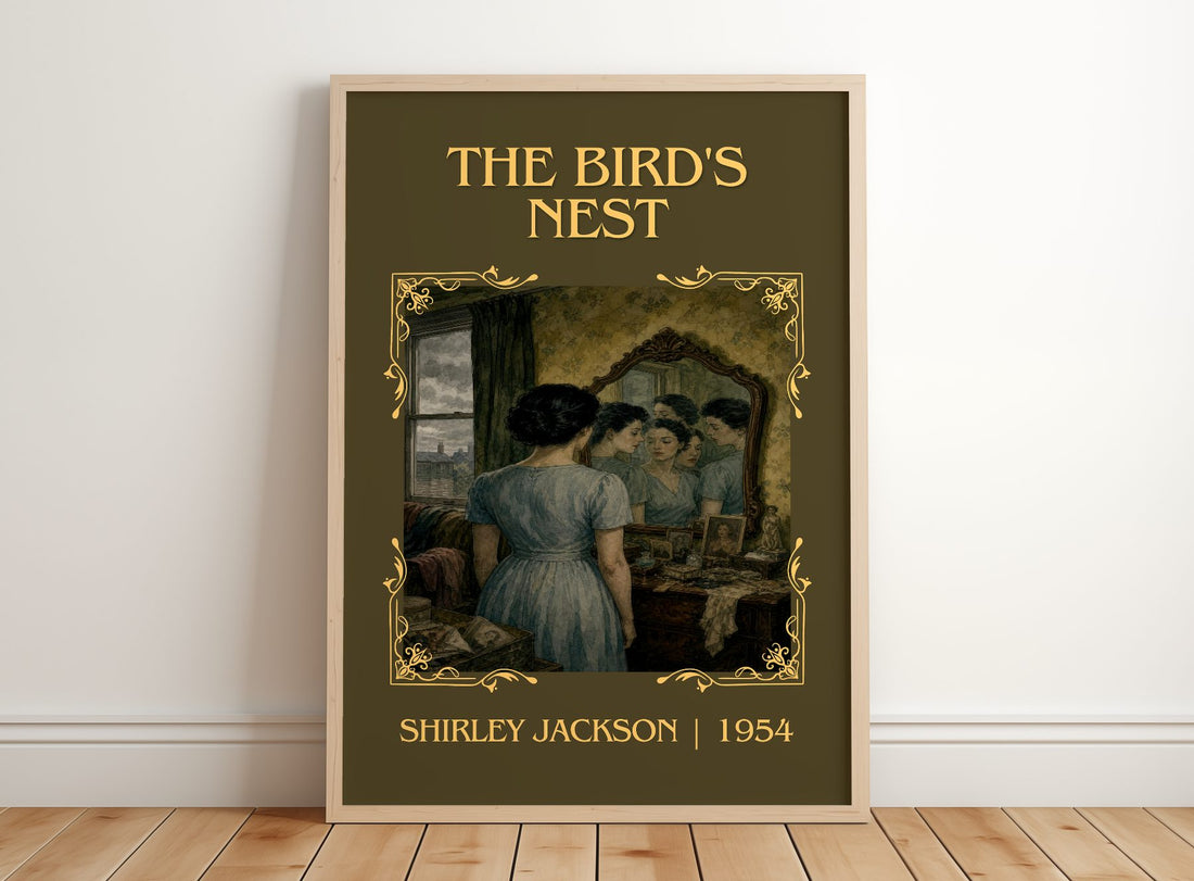 The Bird's Nest Classic Book Art Print by Shirley Jackson – framed print leaning on a wooden floor