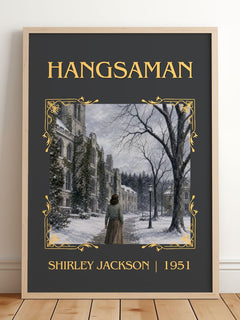 Hangsaman Classic Book Art Print by Shirley Jackson – framed print leaning on a wooden floor