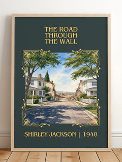 The Road Through The Wall Classic Book Art Print by Shirley Jackson – framed print leaning on a wooden floor