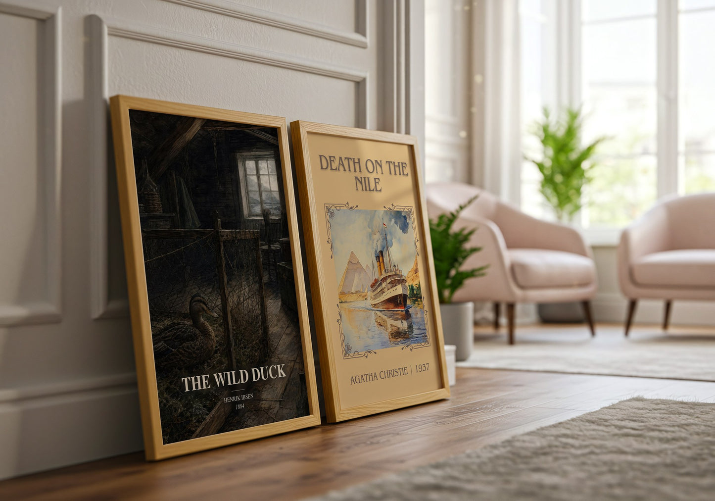 The Wild Duck watercolour print framed by window – literary home decor