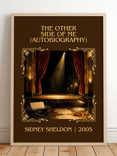 Other Side Of Me (Autobiography) Classic Book Art Print by S. Sheldon – framed print leaning on a wooden floor