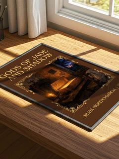 Gods Of Jade And Shadow Classic Book Art Print by Silvia Moreno-Garcia – print on a sunlit desk