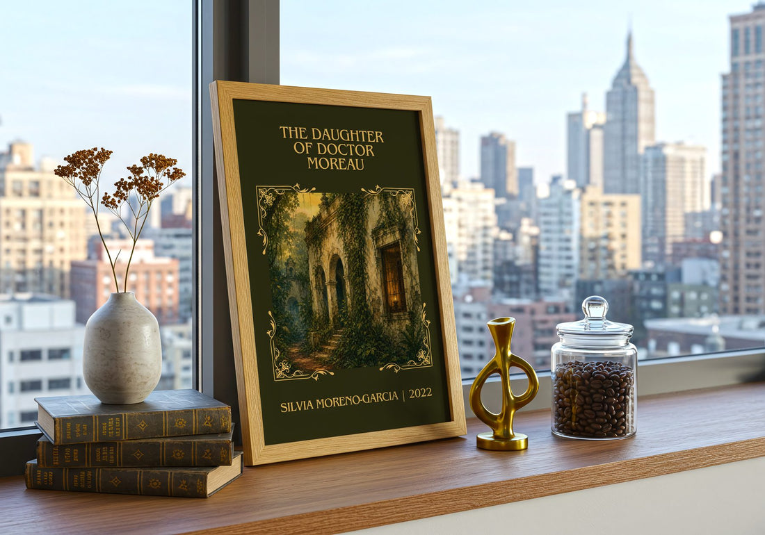 Daughter Of Doctor Moreau Classic Book Art Print by S. Moreno-Garcia – framed print on a city-view windowsill