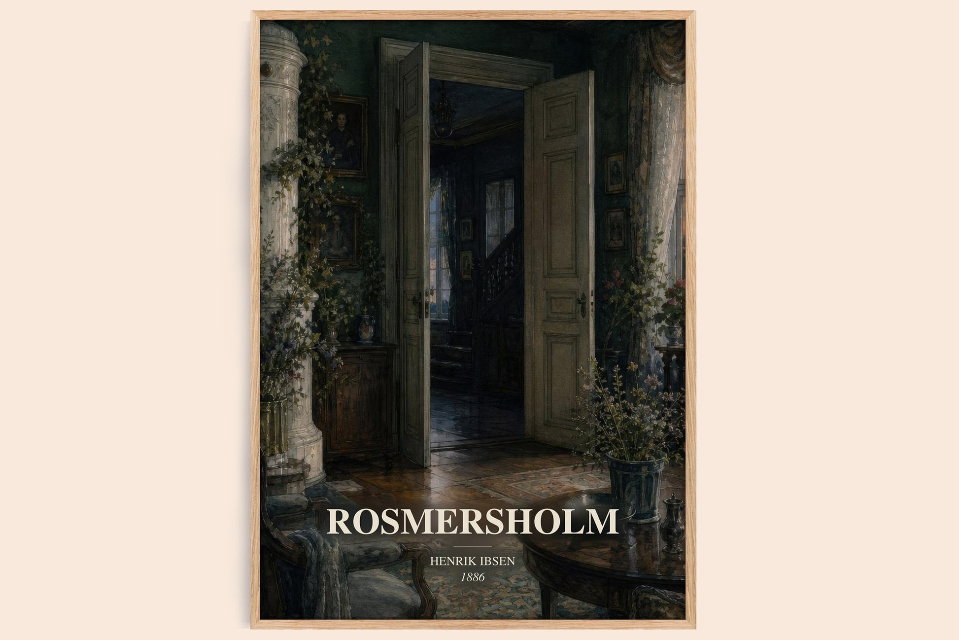 Rosmersholm watercolour book poster by Henrik Ibsen – framed literary art print