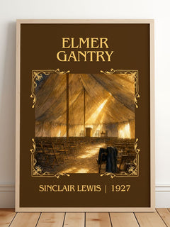 Elmer Gantry Classic Book Art Print by Sinclair Lewis – framed print leaning on a wooden floor