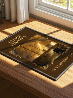 Elmer Gantry Classic Book Art Print by Sinclair Lewis – print on a sunlit desk