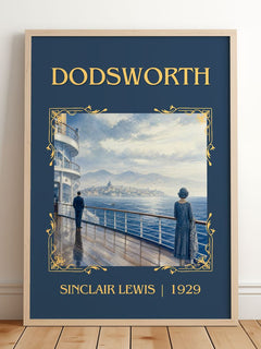 Dodsworth Classic Book Art Print by Sinclair Lewis – framed print leaning on a wooden floor